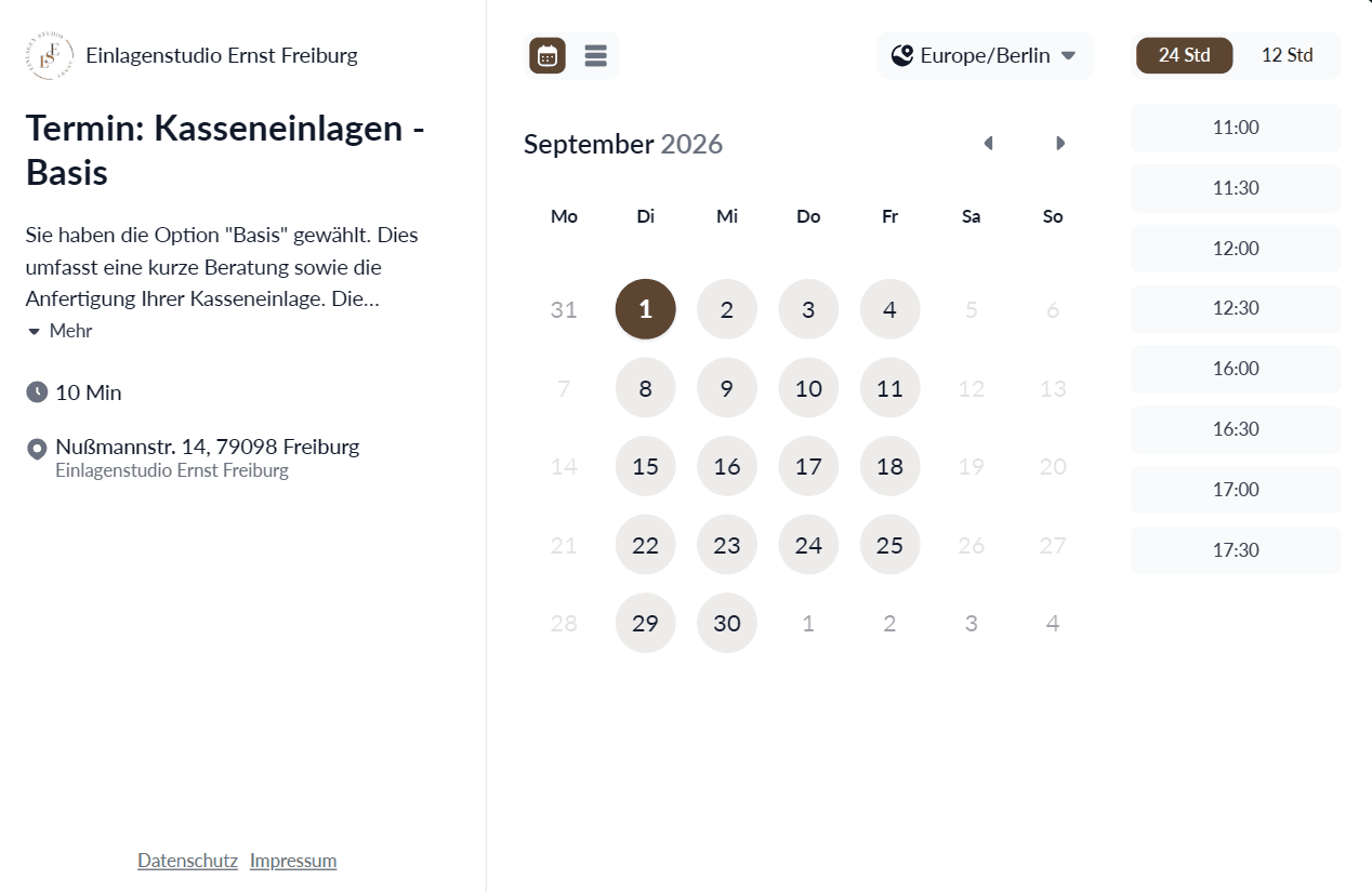 Online-Terminbuchung Kalender
